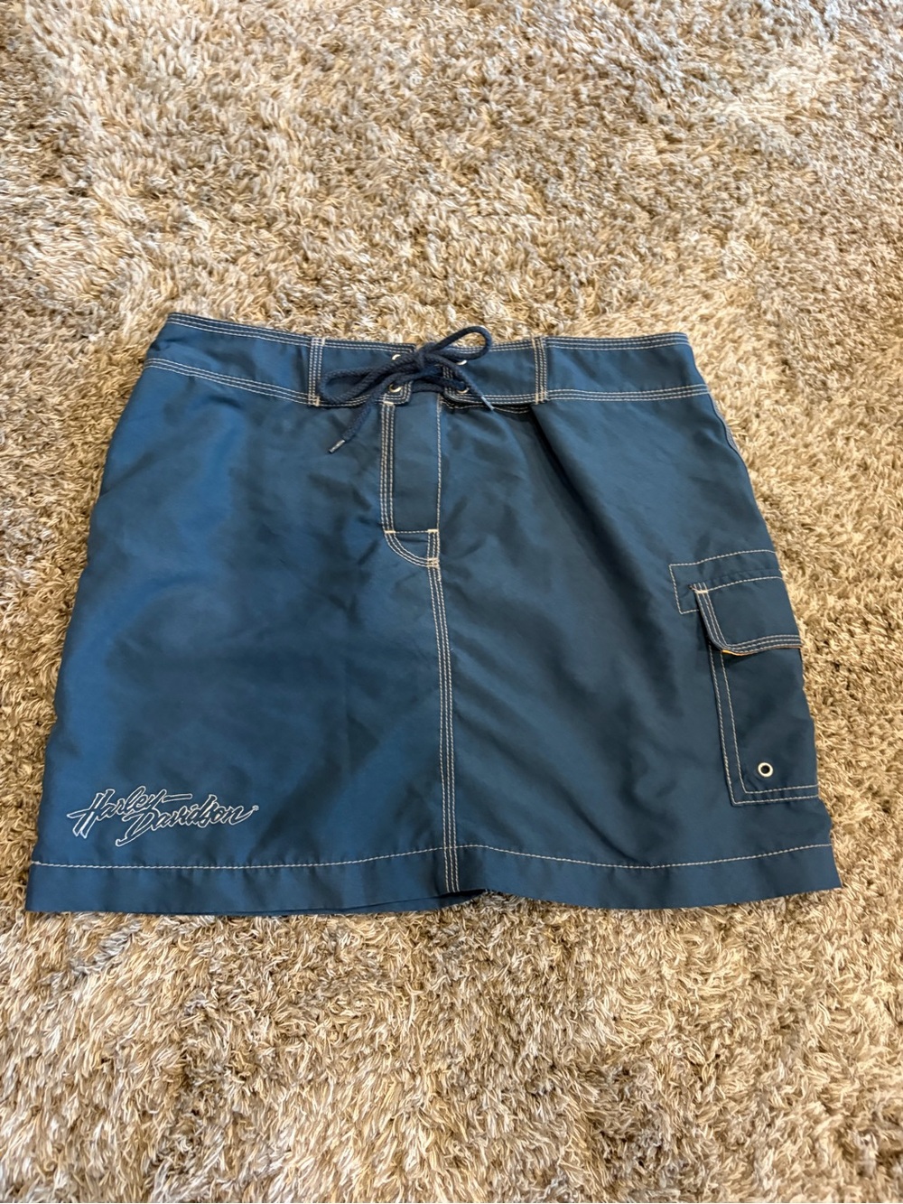 Harley-Davidson Teal Utility Drawstring Mini Skirt